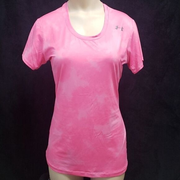 UNDER ARMOUR FITTED HEATGEAR PINK TIE-DYE T-SHIRT, SIZE MEDIUM - Picture 2 of 7